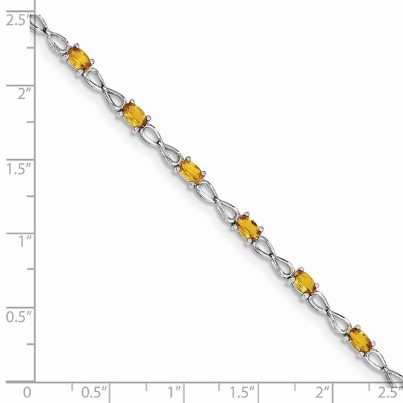 925 Sterling Silver Citrine (November Birthstone) Bracelet 7 mm x 3 mm - Picture 3 of 3